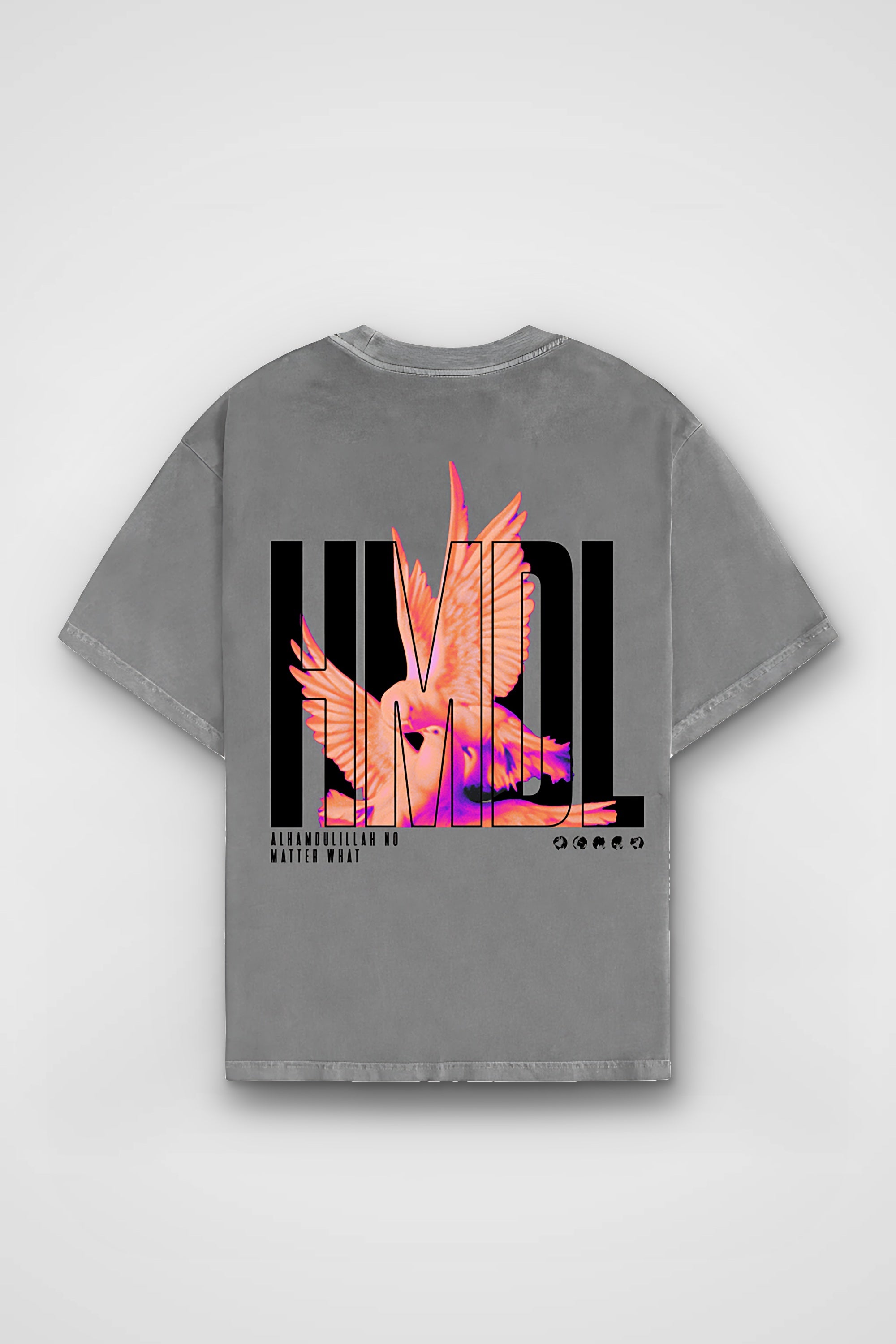 HMDL Washed T-Shirt in Washed Grey – Produktbild Rückenprint