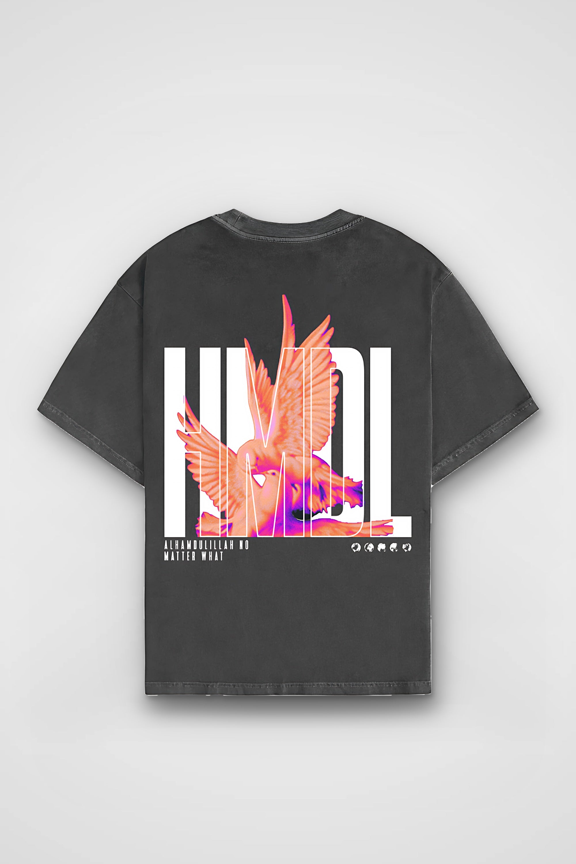HMDL Washed T-Shirt in Washed Black – Produktbild Rückenprint