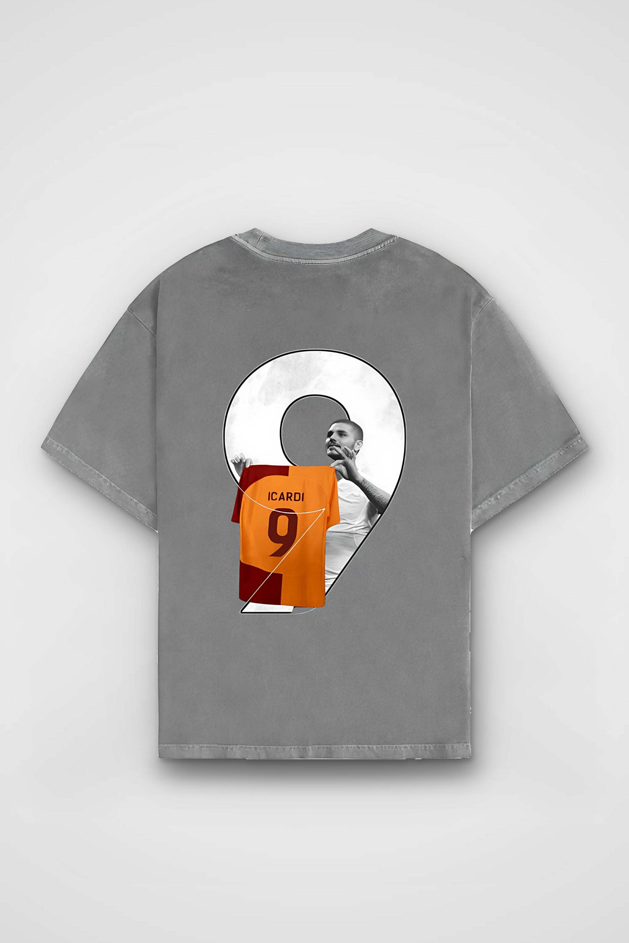 Icardi Washed T-Shirt in Washed Grey – Produktbild Rückenprint