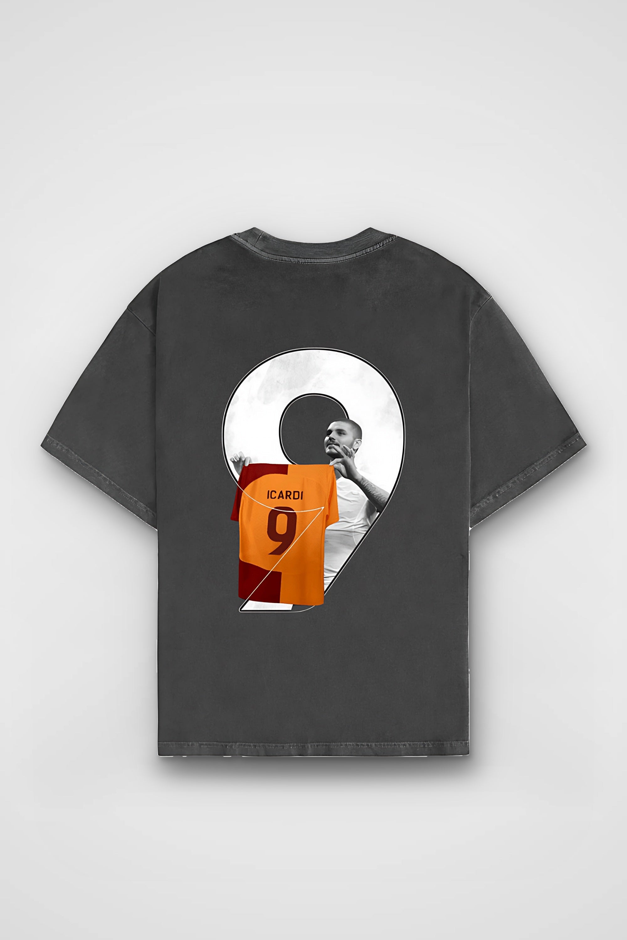 Icardi Washed T-Shirt in Washed Black – Produktbild Rückenprint