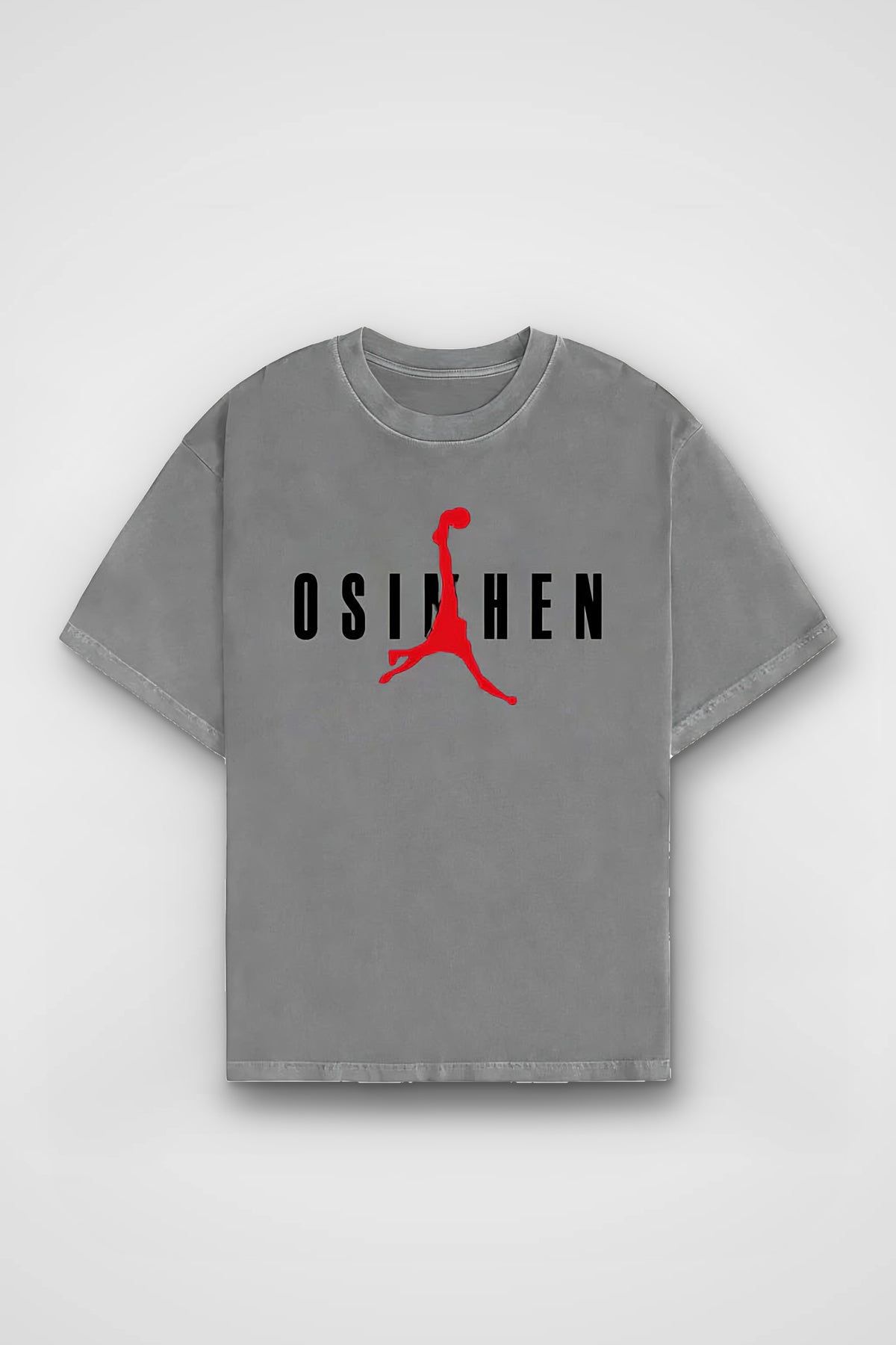 Osimhen Washed T-Shirt in Washed Grey – Produktbild Frontprint