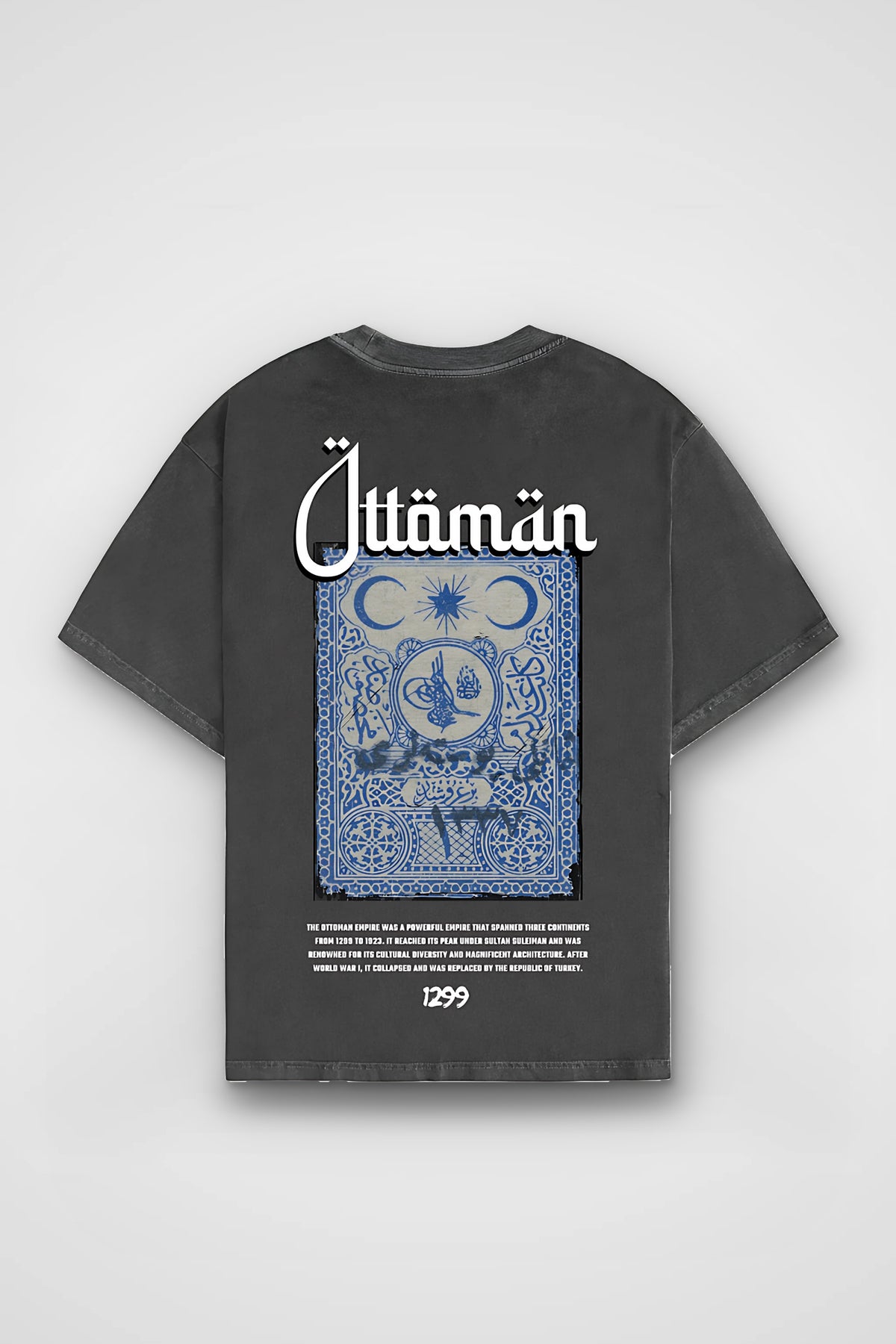 Ottoman Saltanat Washed T-Shirt in Washed Black – Produktbild Rückenprint