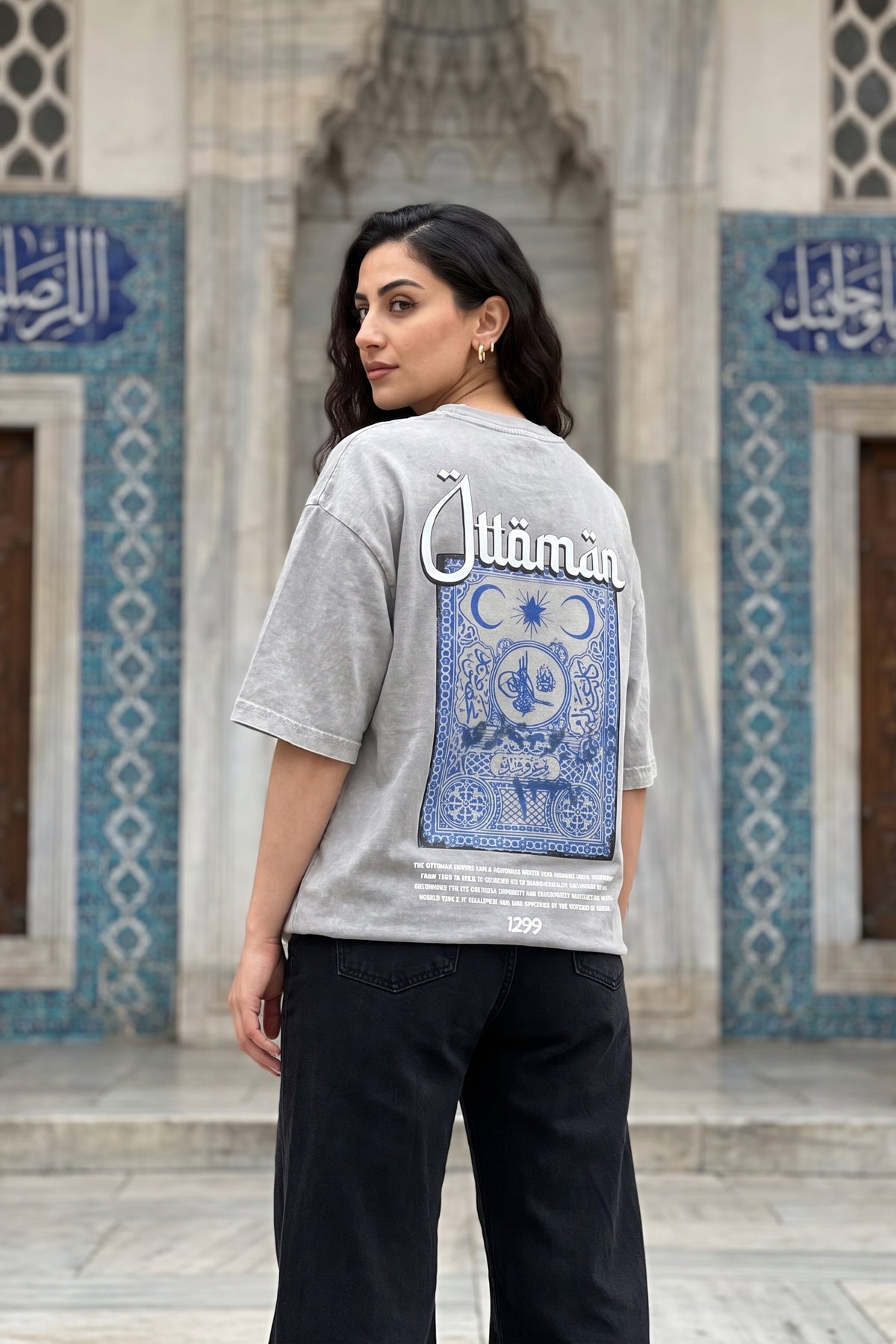 Ottoman Washed Oversized T-Shirt – Damen Streetstyle, Backprint