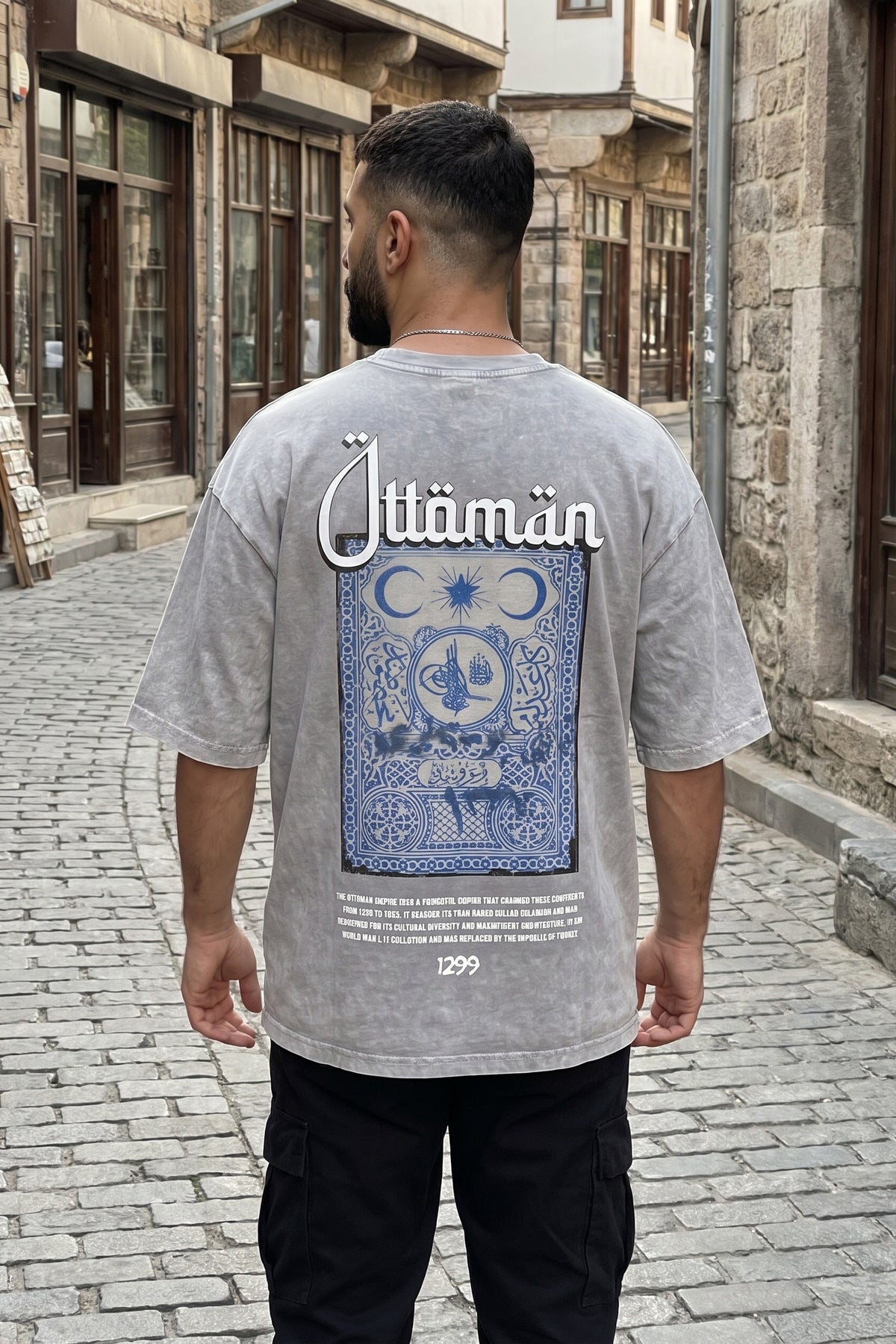 Ottoman Washed Oversized T-Shirt – Herren Streetstyle, Backprint