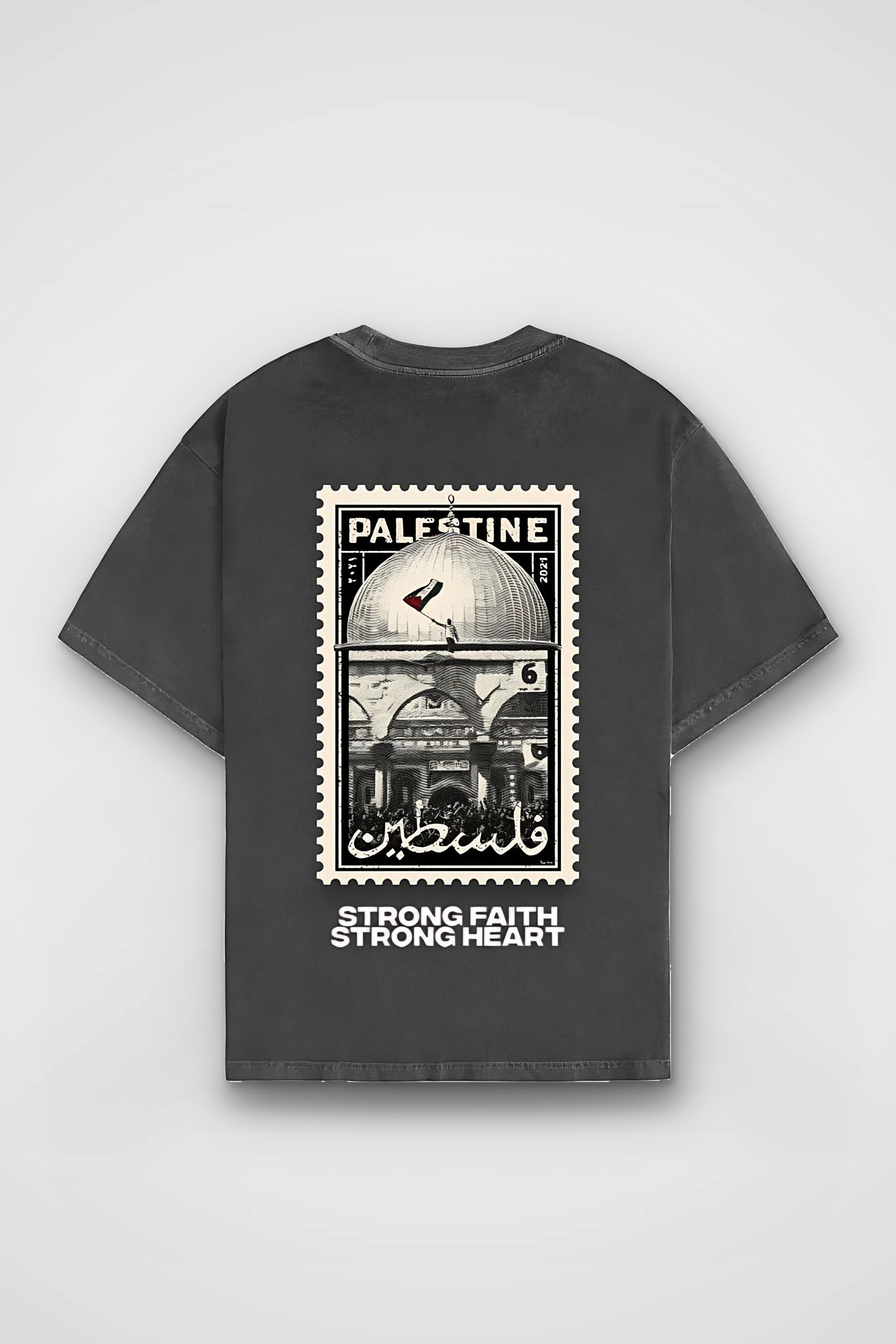 Palestine Faith Washed T-Shirt in Washed Black – Produktbild Rückenprint