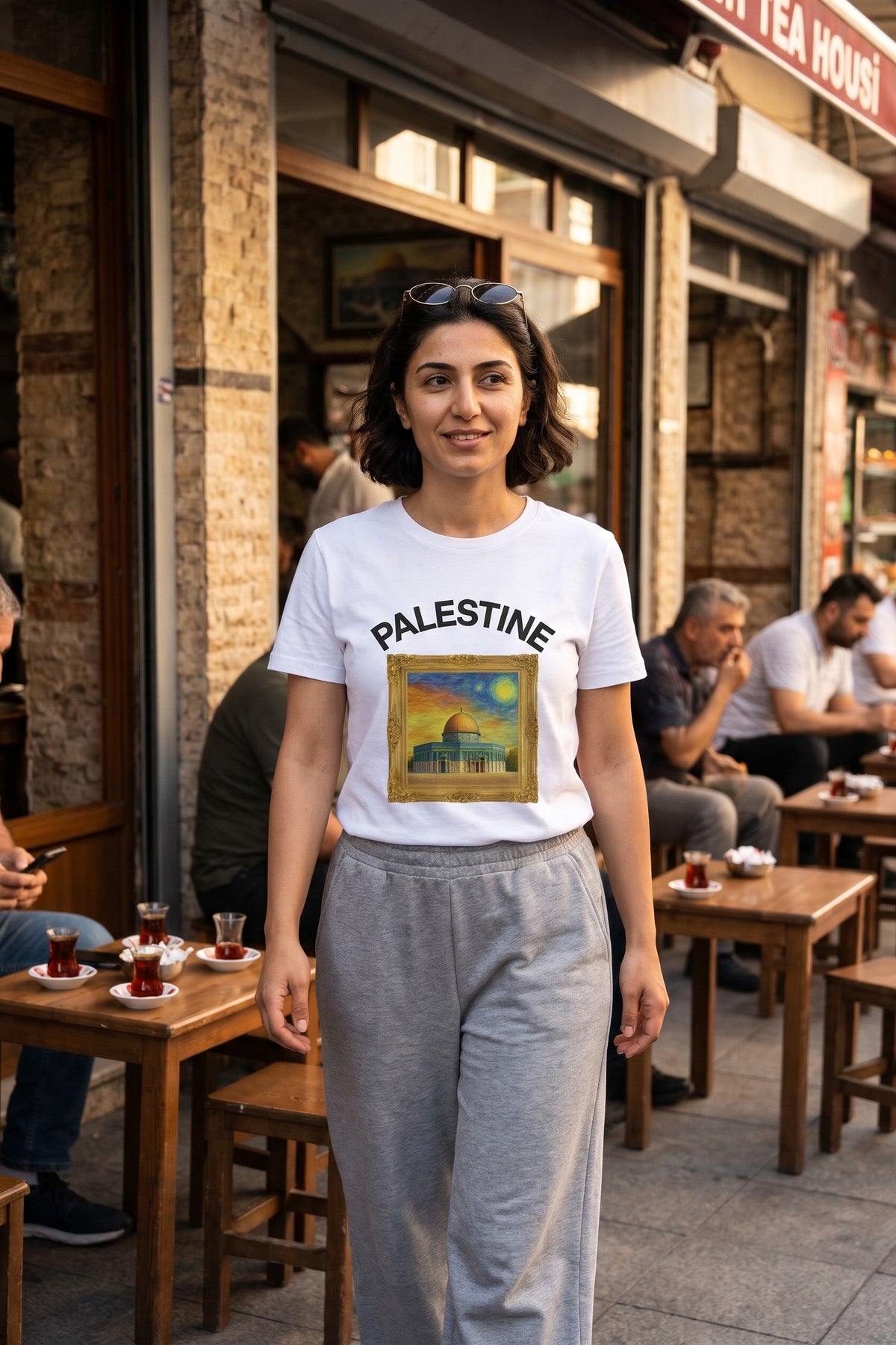 REALSTIL Palestine Regular Fit T-Shirt White – Model Damen