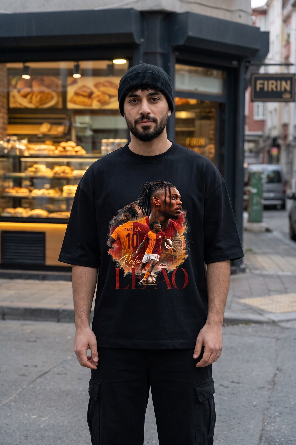 REALSTIL Rafa Leão Oversized T-Shirt Black – Model Herren