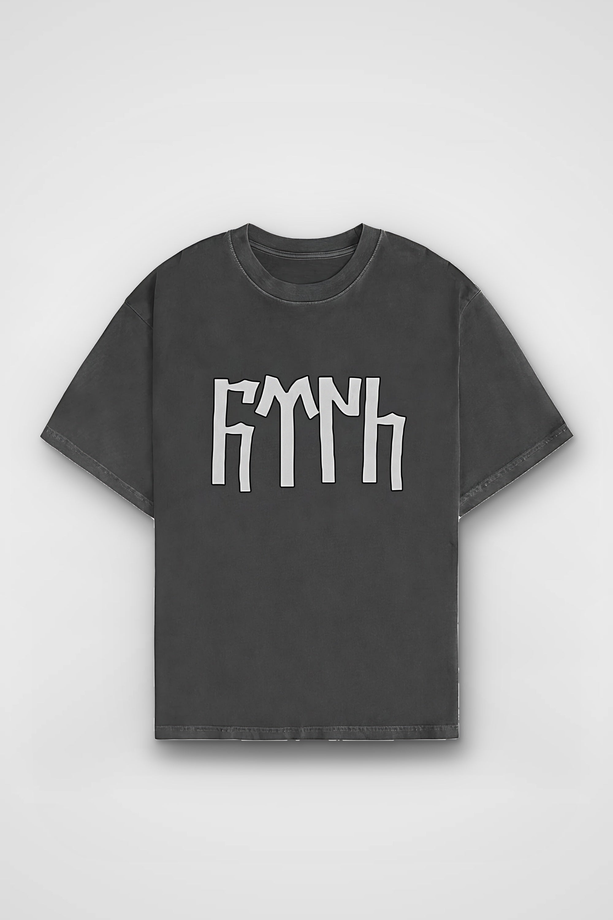 Türk Ruhu Washed T-Shirt in Washed Black – Produktbild Frontprint