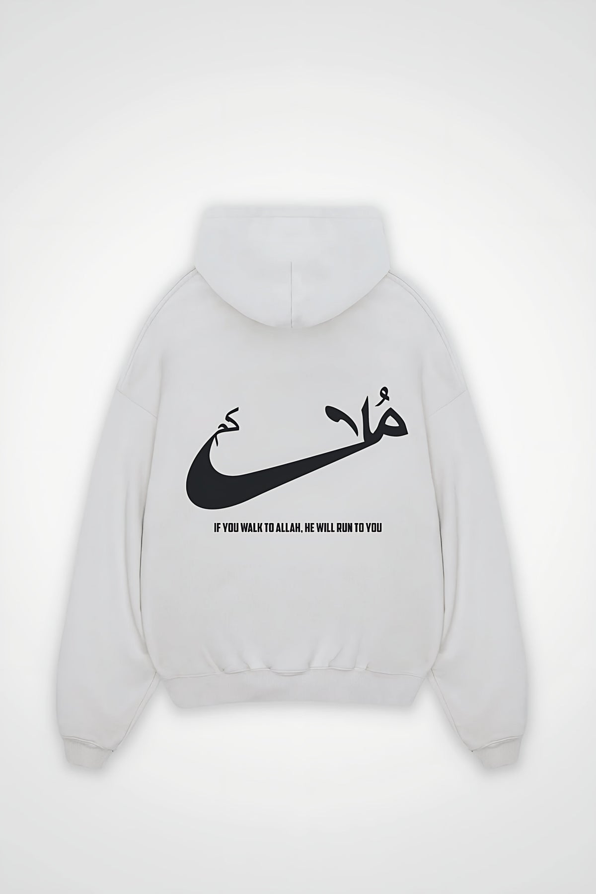 Run Oversized Hoodie in Weiß (White) – Backprint-Design