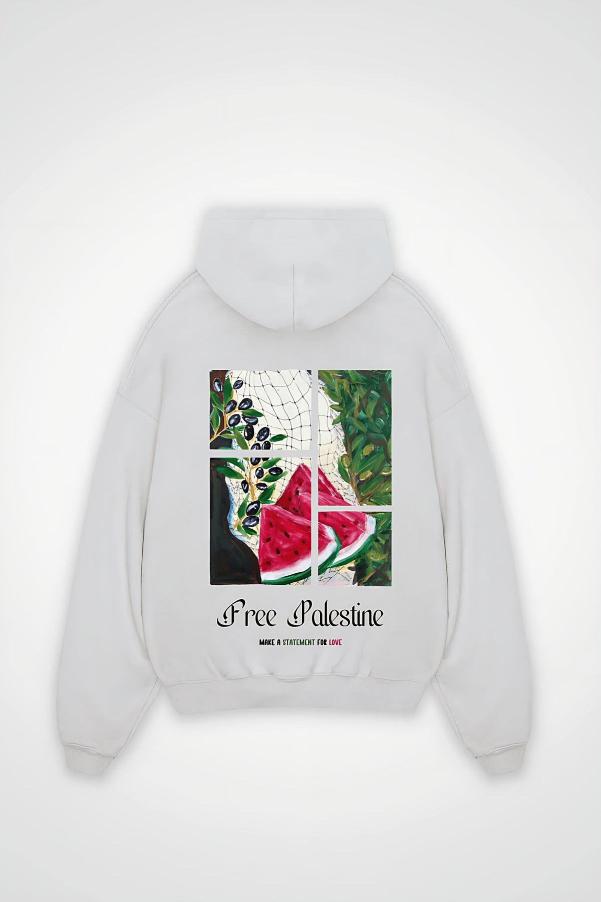 Palestine Statement Oversized Hoodie in Weiß (White) – Backprint-Design