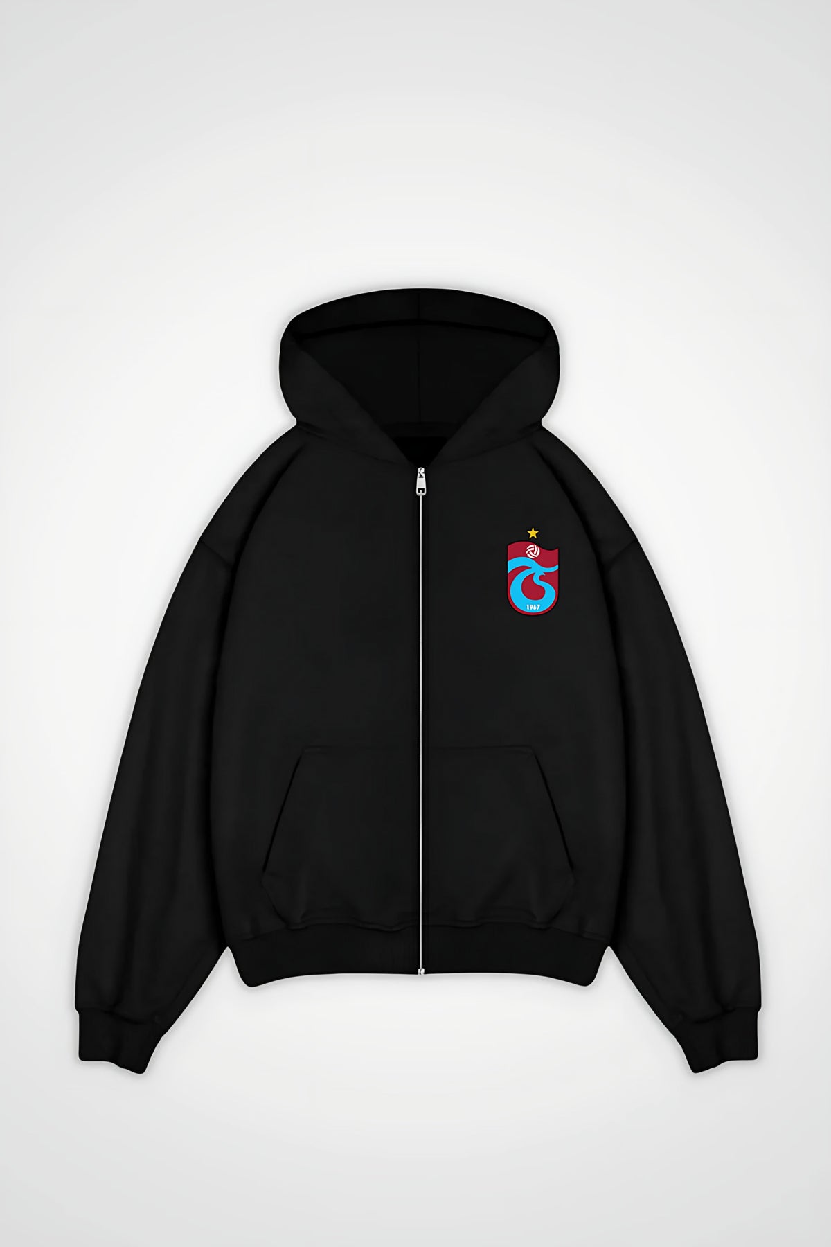 Trabzon Oversized Zipper Hoodie in Schwarz (Black)