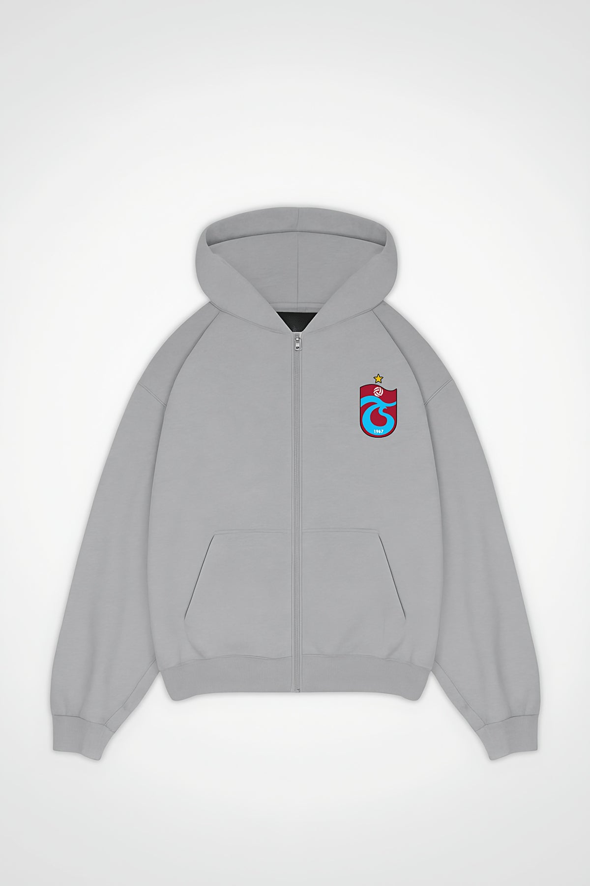 Trabzon Oversized Zipper Hoodie in Light Asphalt