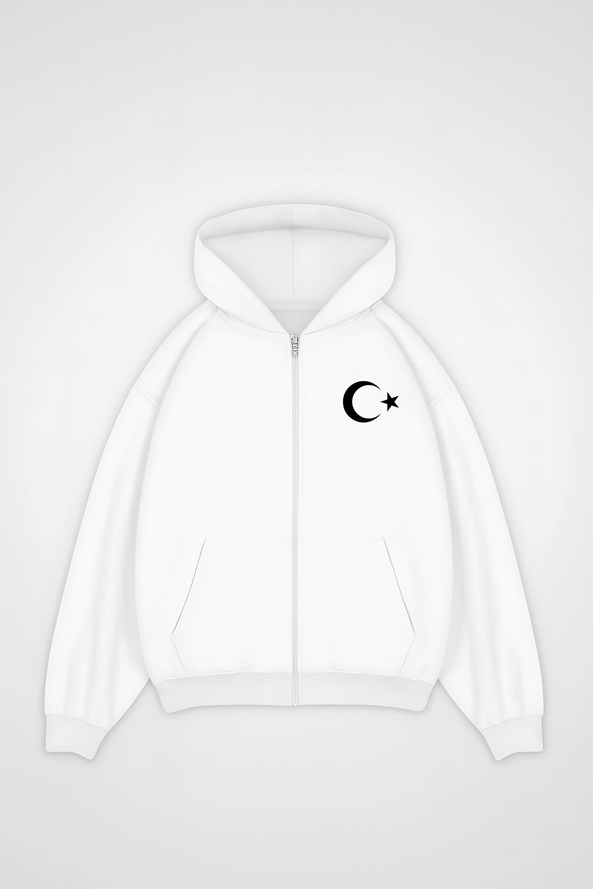 Türkiye Oversized Zipper Hoodie – Ay Yıldız in Weiß (White)